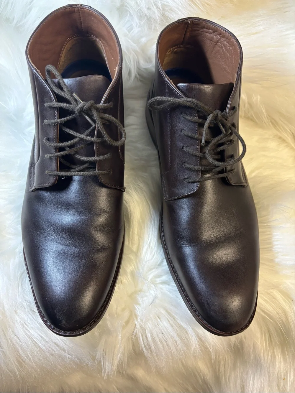 Bostonian Men's Brown Leather Chukka Boots Lace Up Ankle Casual Rubber Sole‎